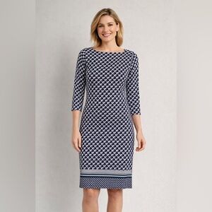 Ann Taylor Loft Factory Petite Blue and White Dress